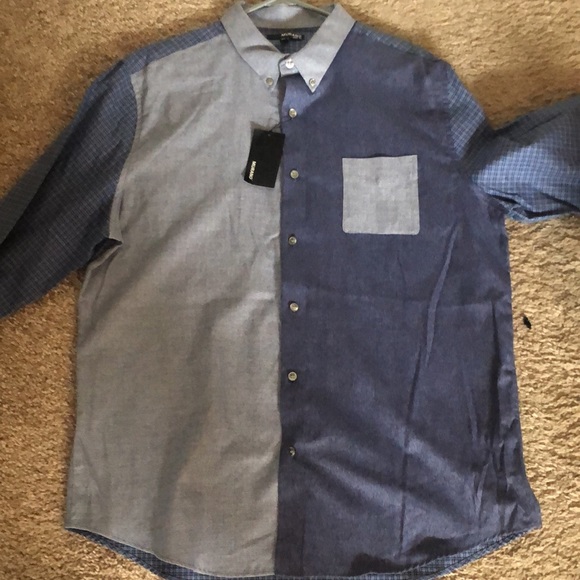 New Murano slim fit xl light and dark blue button down. - Picture 3 of 5